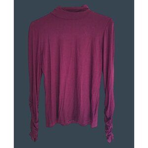 Venus Womens Long Sleeve Ruched Purple Top Size M